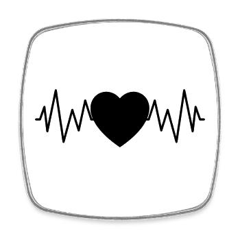 Coeur rythme cardiaque - Magnet carré - blanc - Devant