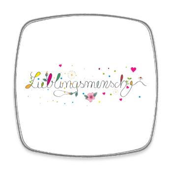 Zarte Lieblingsmensch Kalligrafie für Valentinstag - Viereckiger Kühlschrankmagnet - Weiß - Vorne