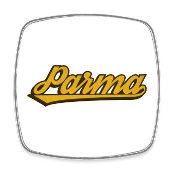 Parma Vintage Script Logo - Viereckiger Kühlschrankmagnet - Weiß - Vorne