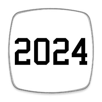 2024 white New Year's Eve black - Square fridge magnet - white - Front