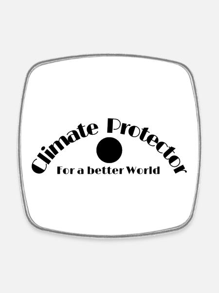 Klimaschutz Emblem Kreismotiv - Viereckiger Kühlschrankmagnet - Weiß