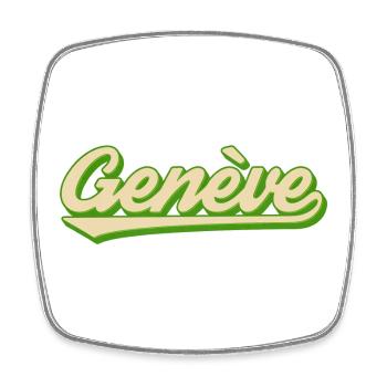 Genève Retro Script Limette - Viereckiger Kühlschrankmagnet - Weiß - Vorne
