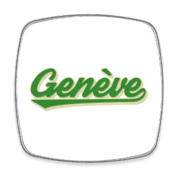 Genève Grün Retro Script - Viereckiger Kühlschrankmagnet - Weiß - Vorne