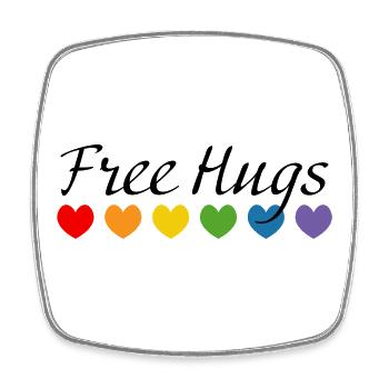 Regenbogenherzchen LGBT tshirt queer Free Hugs - Viereckiger Kühlschrankmagnet - Weiß - Vorne