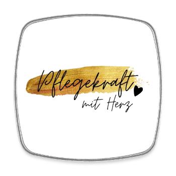Pflegekraft mit Herz Goldschrift Geschenk Jubiläum - Viereckiger Kühlschrankmagnet - Weiß - Vorne