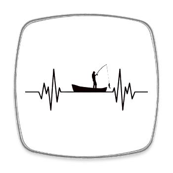 Fishing anglers heartbeat - Square fridge magnet - white - Front
