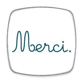 MERCI. THANKS. THANK YOU. ANNIVERSAIRE. NAISSANCE. - Magnet carré - blanc - Devant