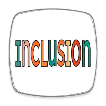 Retro Lettering Inclusion - Diversity Equality - Square fridge magnet - white - Front