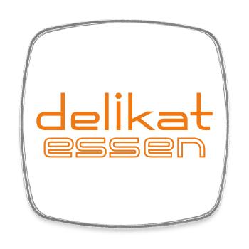 Delikatessen - delikat-essen by Word-on-shirt - Viereckiger Kühlschrankmagnet - Weiß - Vorne