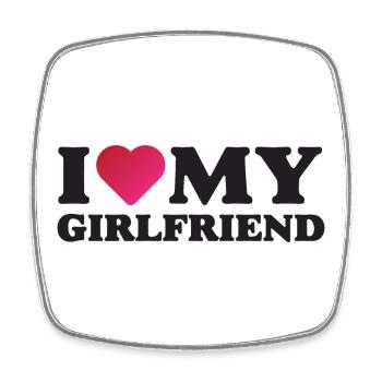 I Love My Girlfriend - Square fridge magnet - white - Front