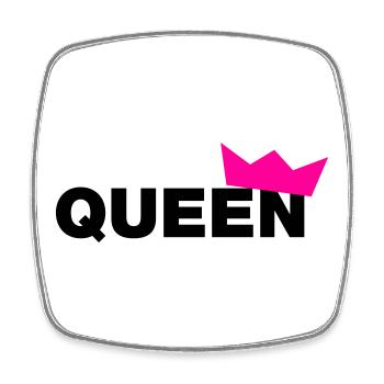 Queen typo with crown / 2 colors - Square fridge magnet - white - Front