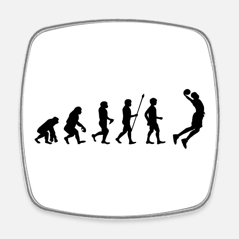 basketball Evolution - Joueurs de basket-ball dunking - Magnet carré - blanc