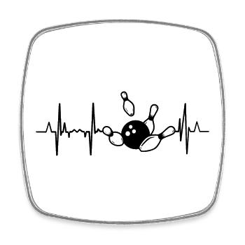 Bowling Heartline ECG - Square fridge magnet - white - Front