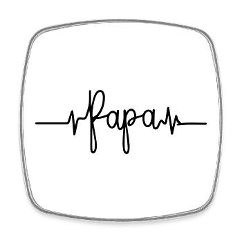 Cadeau 'Papa', Battement de Cœur Minimaliste - Magnet carré - blanc - Devant