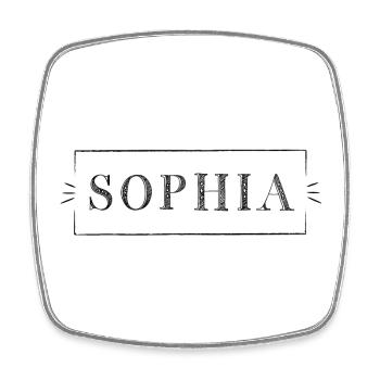 SOPHIA | Girl-Name in a frame - Square fridge magnet - white - Front