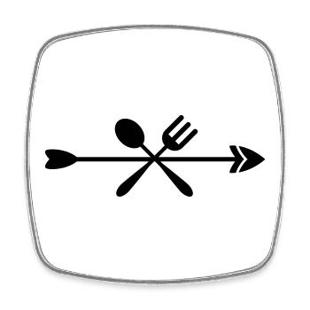 Icône cuisiner et manger - Magnet carré - blanc - Devant