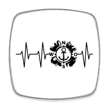 battement de cœur, boussole, pouls, icône d’ancre, ecg, icône de mer - Magnet carré - blanc - Devant