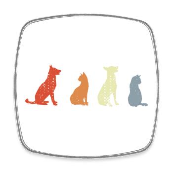 Vintage Cats and Dogs - Square fridge magnet - white - Front