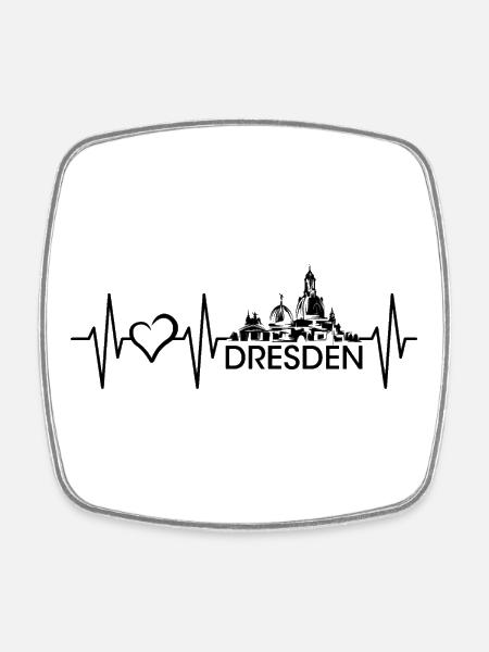 puls dresden Herzschlag silhouette Logo Liebe - Viereckiger Kühlschrankmagnet - Weiß