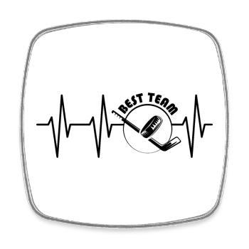 best team icehockey symbol Herzschlag Eishockey - Viereckiger Kühlschrankmagnet - Weiß - Vorne