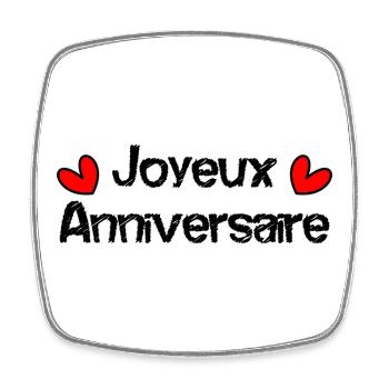 JOYEUX ANNIVERSAIRE - Magnet carré - blanc - Devant