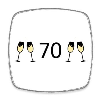 70th Birthday 70 Years Anniversary 70 Number 70 Black - Square fridge magnet - white - Front