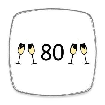 80th Birthday 80th Anniversary 80 Number 80 black - Square fridge magnet - white - Front