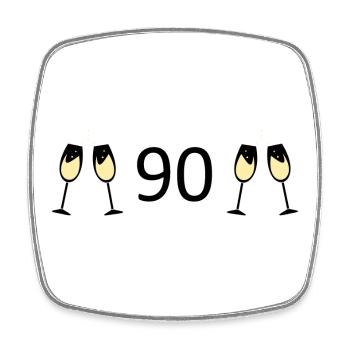 90th Birthday 90th Anniversary 90 Number 90 Black - Square fridge magnet - white - Front