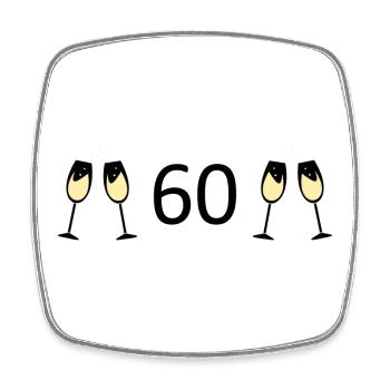 60.Geburtstag 60 Jahre Jubiläum 60 Zahl 60 schwarz - Viereckiger Kühlschrankmagnet - Weiß - Vorne
