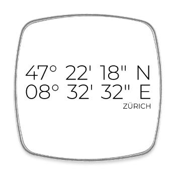 Coordinates Zurich - Square fridge magnet - white - Front