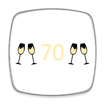 70.Geburtstag 70 Jahre Jubiläum 70 Zahl 70 weiß - Viereckiger Kühlschrankmagnet - Weiß - Vorne