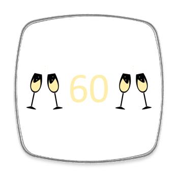 60.Geburtstag 60 Jahre Jubiläum 60 Zahl 60 weiß - Viereckiger Kühlschrankmagnet - Weiß - Vorne