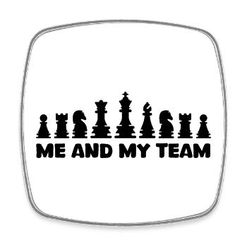 Schach coole Sprüche Team Schachfiguren Logo - Viereckiger Kühlschrankmagnet - Weiß - Vorne