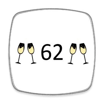 62.Geburtstag 62 Jahre Jubiläum 62 Zahl 62 schwarz - Viereckiger Kühlschrankmagnet - Weiß - Vorne