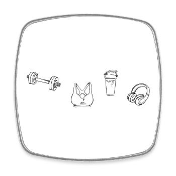 Fitness Sports Accessories - black - Square fridge magnet - white - Front