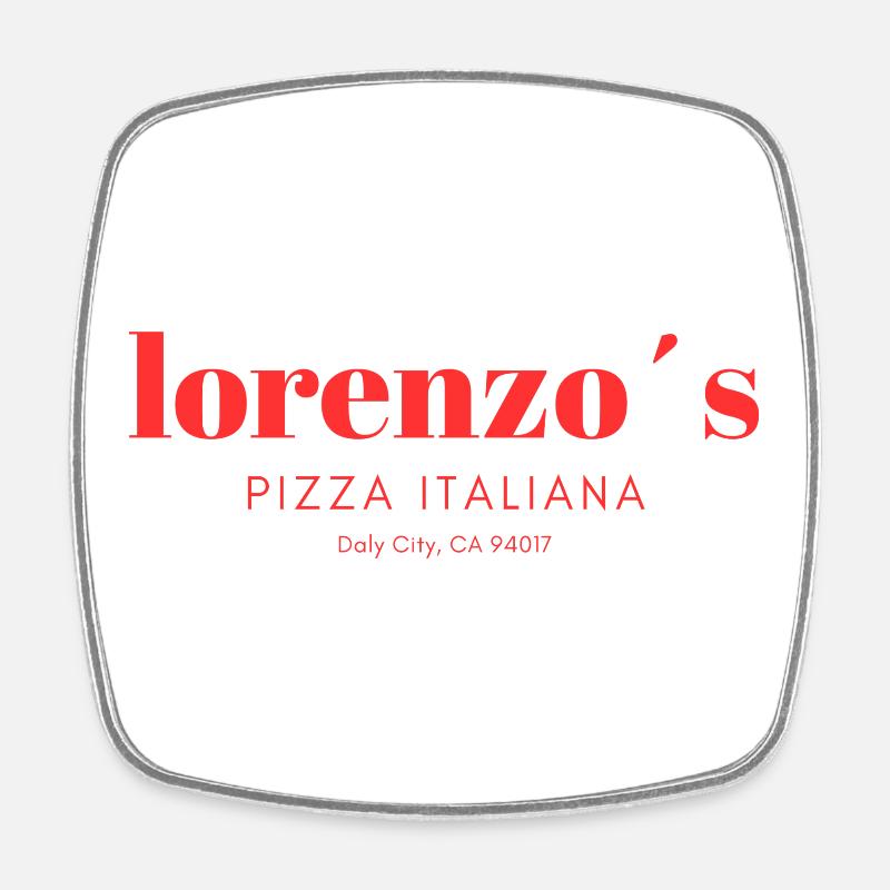 Lorenzo ́s Pizza Lettering - Square fridge magnet - white