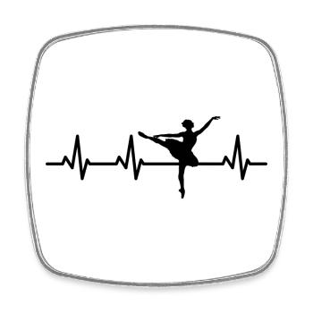 Ballet Girl Heartbeat - Square fridge magnet - white - Front