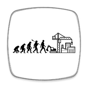 Evolution - Baustelle - Bauarbeiter - Viereckiger Kühlschrankmagnet - Weiß - Vorne