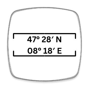 Coordonnées Baden Minimaliste - Magnet carré - blanc - Devant
