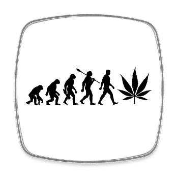 Evolution Cannabis - Chanvre - Fumer de l’herbe légal - Magnet carré - blanc - Devant
