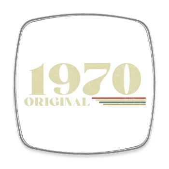Original 1970er Vintage 1970er Jahre Retro 1970er Jahre Jubiläum - Viereckiger Kühlschrankmagnet - Weiß - Vorne