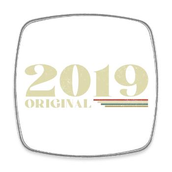 Original 2019 Vintage 2019 Retro Anniversary 2019 - Square fridge magnet - white - Front