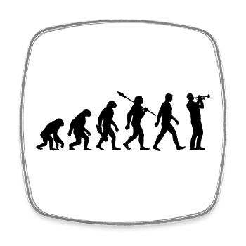 Evolution - Trompete - Musiker - Blasinstrument - Viereckiger Kühlschrankmagnet - Weiß - Vorne