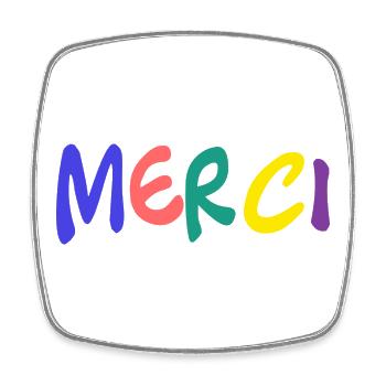 MERCI. MAÎTRESSE. MAÎTRE. MERCI MAÎTRESSE - Magnet carré - blanc - Devant