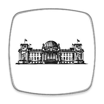 Berlin - Reichstag/Democracy - Square fridge magnet - white - Front