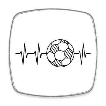 Logo minimal des lignes d’équipe de battement de cœur de football - Magnet carré - blanc - Devant