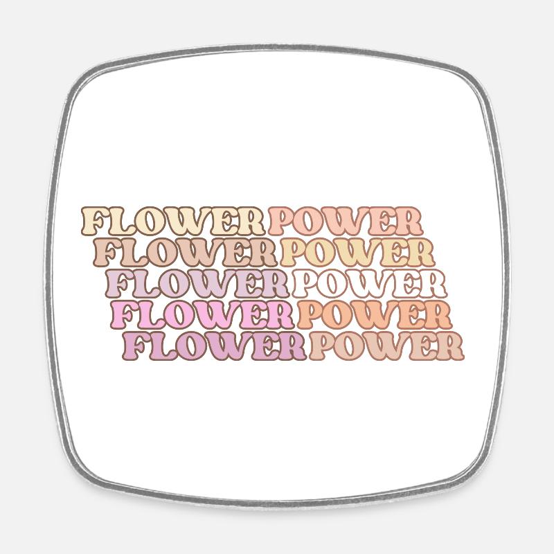 Flower Power Retro - Square fridge magnet - white