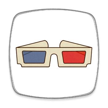 Retro Movie 3d Glasses - Square fridge magnet - white - Front