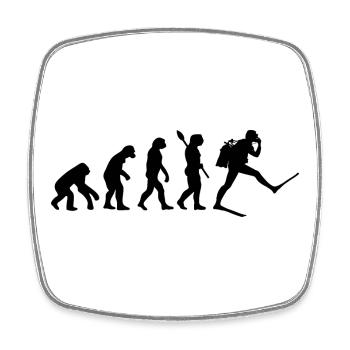 Scuba Diver Funny Human Evolution - Square fridge magnet - white - Front