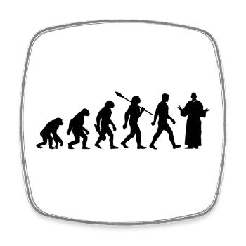 Evolution - Pfarrer - Kirche - Religion - Viereckiger Kühlschrankmagnet - Weiß - Vorne